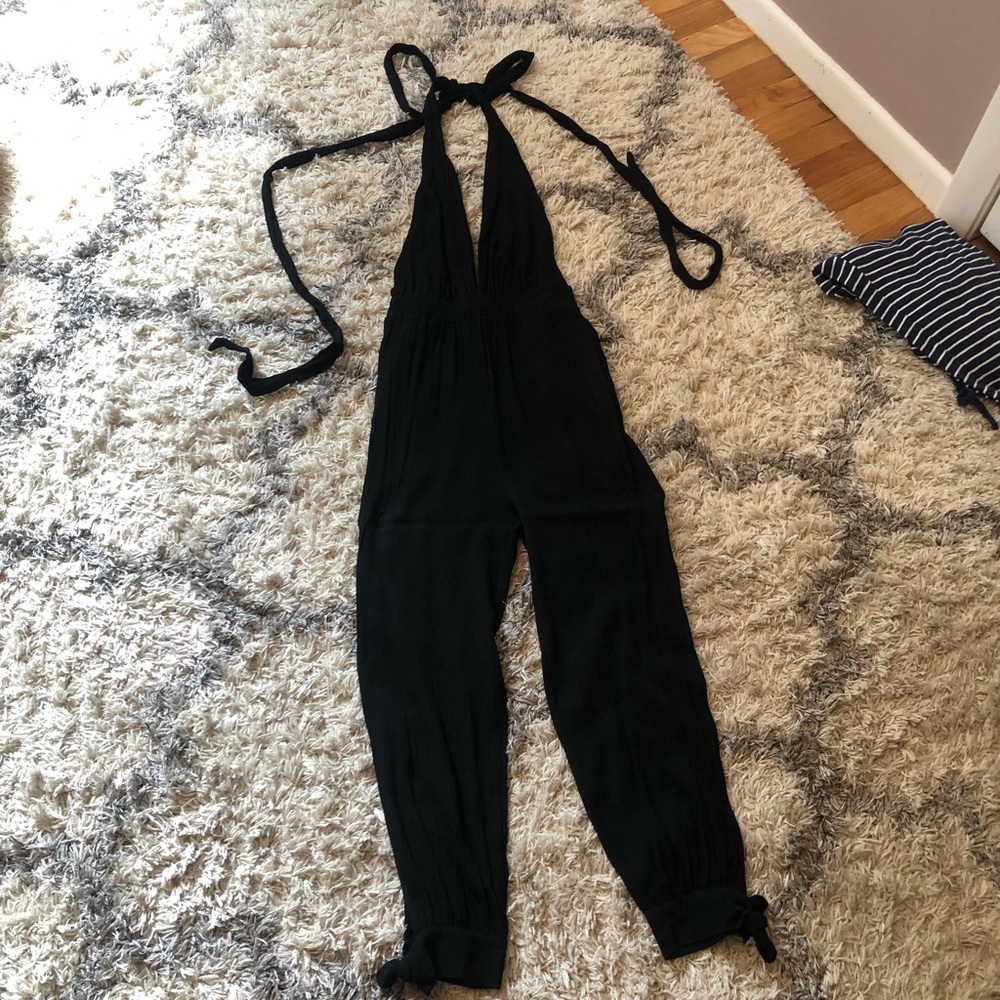 Lulu’s backless black jumpsuit, size XS